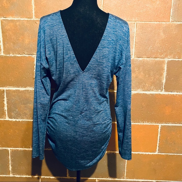 Lucy Ruched Deep V Back Space Dyed Active Top M - Picture 5 of 8